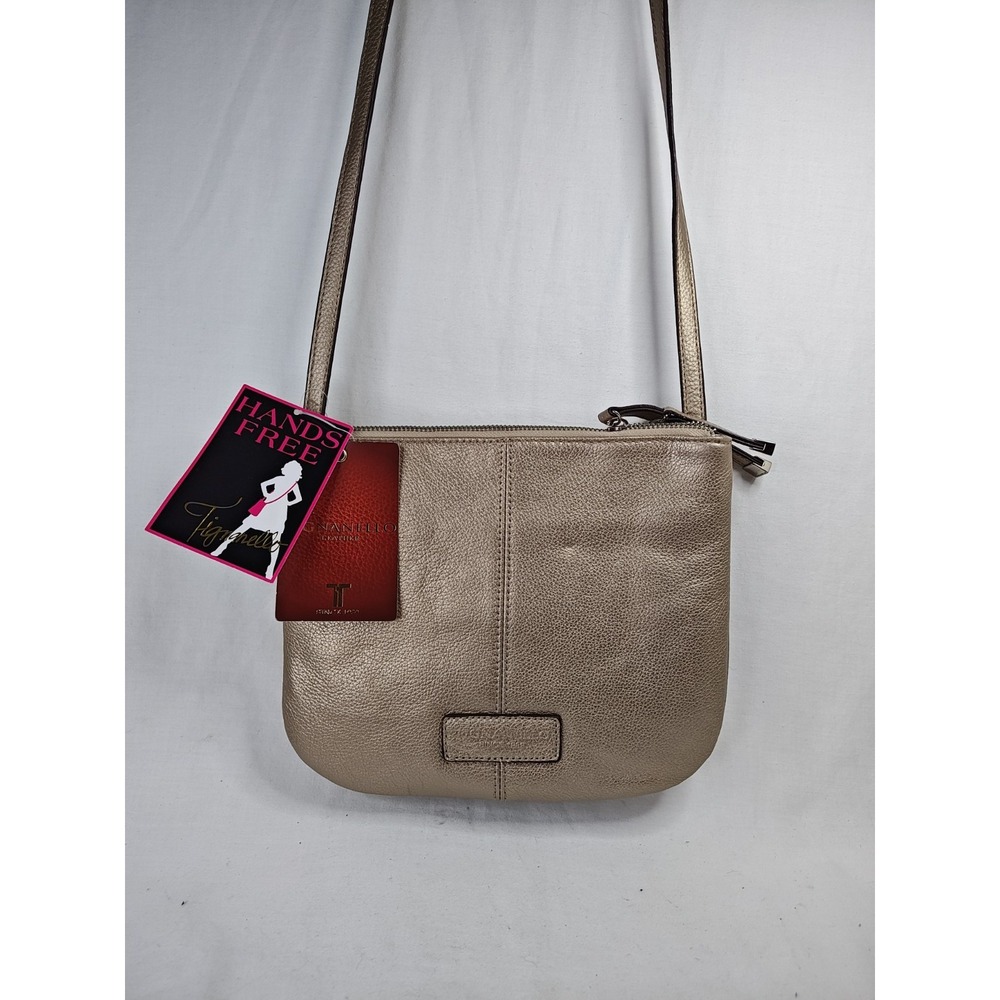 Tignanello Trilogy X-Body Crossbody handbag Multi Pocket Organizer Tan Purse
